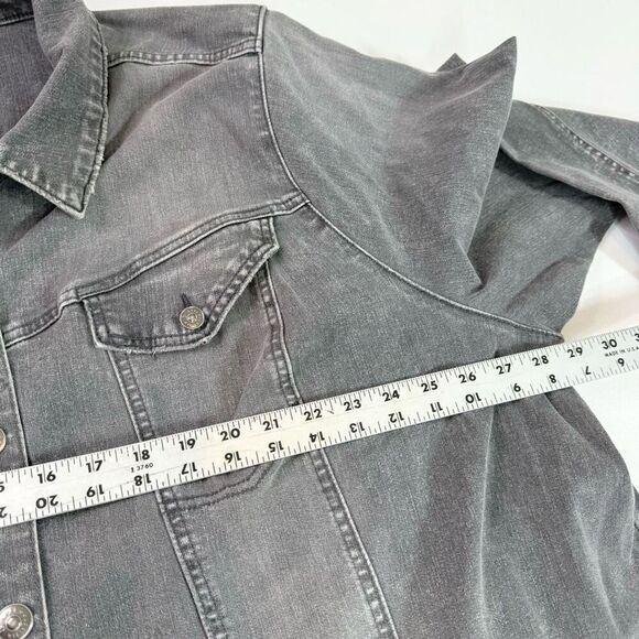 LOGO by Lori Goldstein Jacket Womens 30W Black Long-Sleeve Collar Denim Y2K - Picture 5 of 8